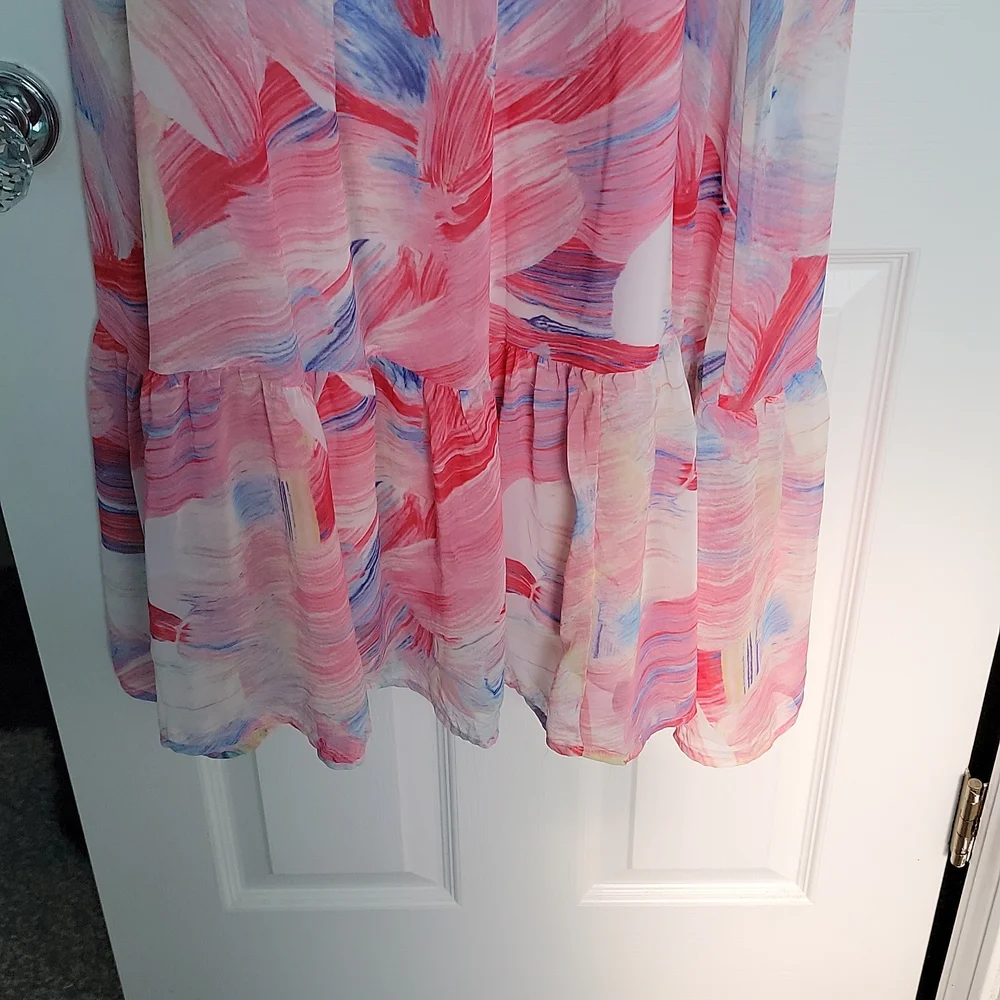 Pink Adjustable Strap Dress with Ruffle at Bottom - Picture 2 of 8